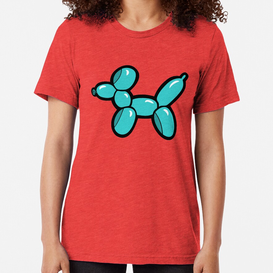Balloon Animal Dogs Pattern in Coral Tri-blend T-Shirt