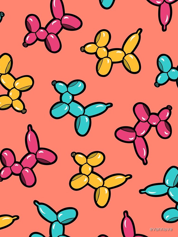 Balloon Animal Dogs Pattern in Coral by evannave