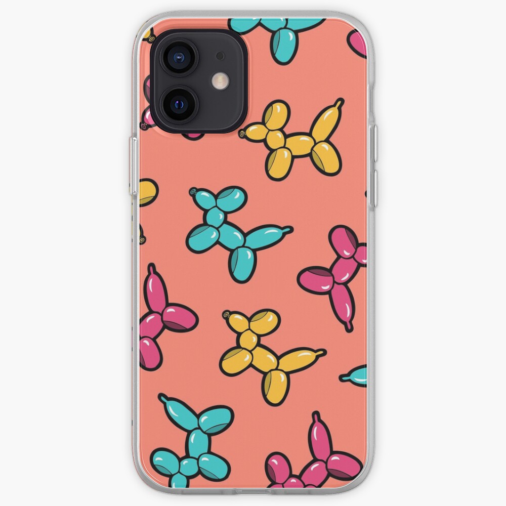 Balloon Animal Dogs Pattern in Coral iPhone Case & Cover