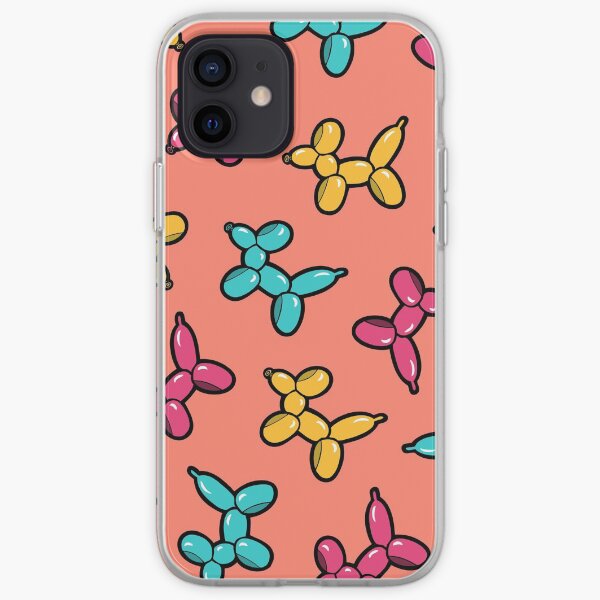 Balloon Animal Dogs Pattern in Coral iPhone Soft Case
