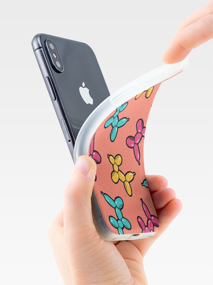 Alternate view of Balloon Animal Dogs Pattern in Coral iPhone Case & Cover