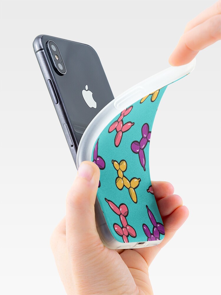 Alternate view of Balloon Animal Dogs Pattern in Blue iPhone Case & Cover