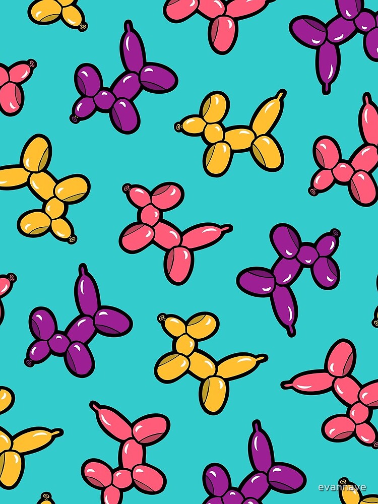 Balloon Animal Dogs Pattern in Blue by evannave