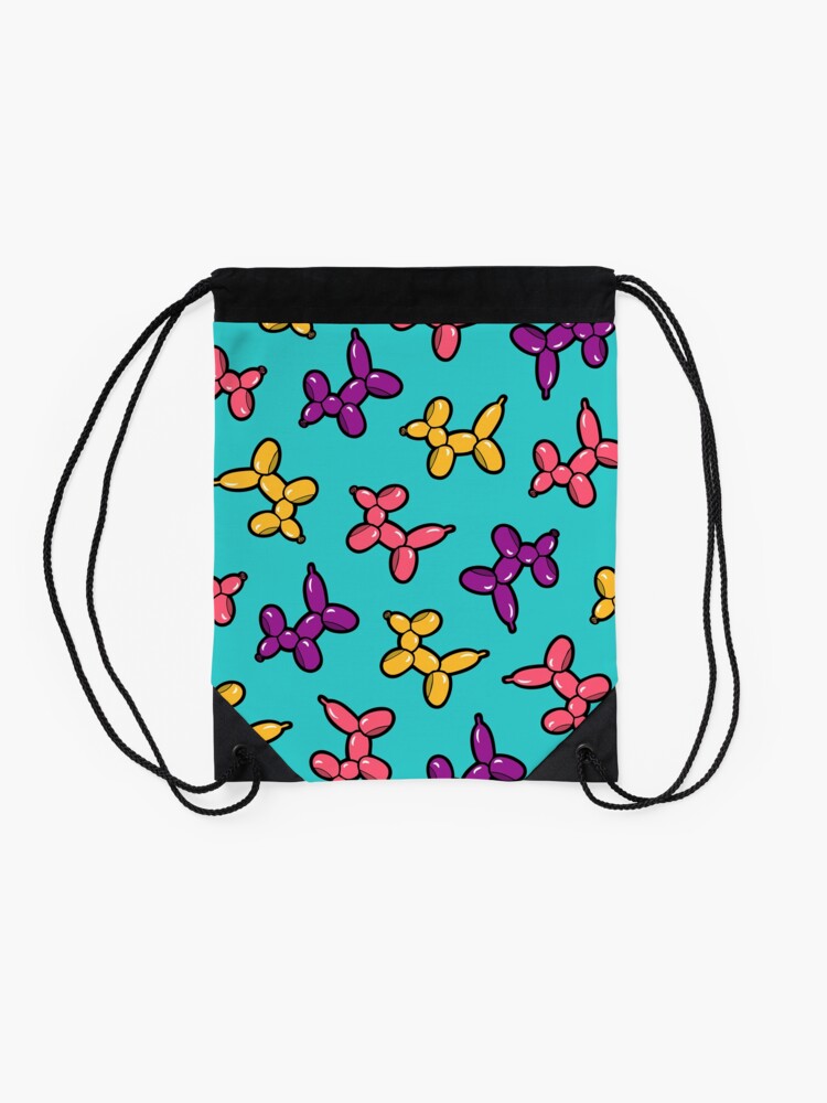 Alternate view of Balloon Animal Dogs Pattern in Blue Drawstring Bag