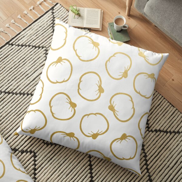Gold and White Pumpkin Pattern Floor Pillow