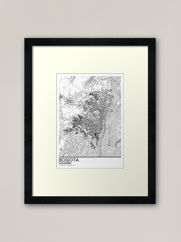 lamina enmarcada mapa de bogota poster arte de la pared impresion de regalos de colombia hogar y guarderia decoracion de mapas moderna para oficina mapa regalos de mapa de marzzgraphics redbubble