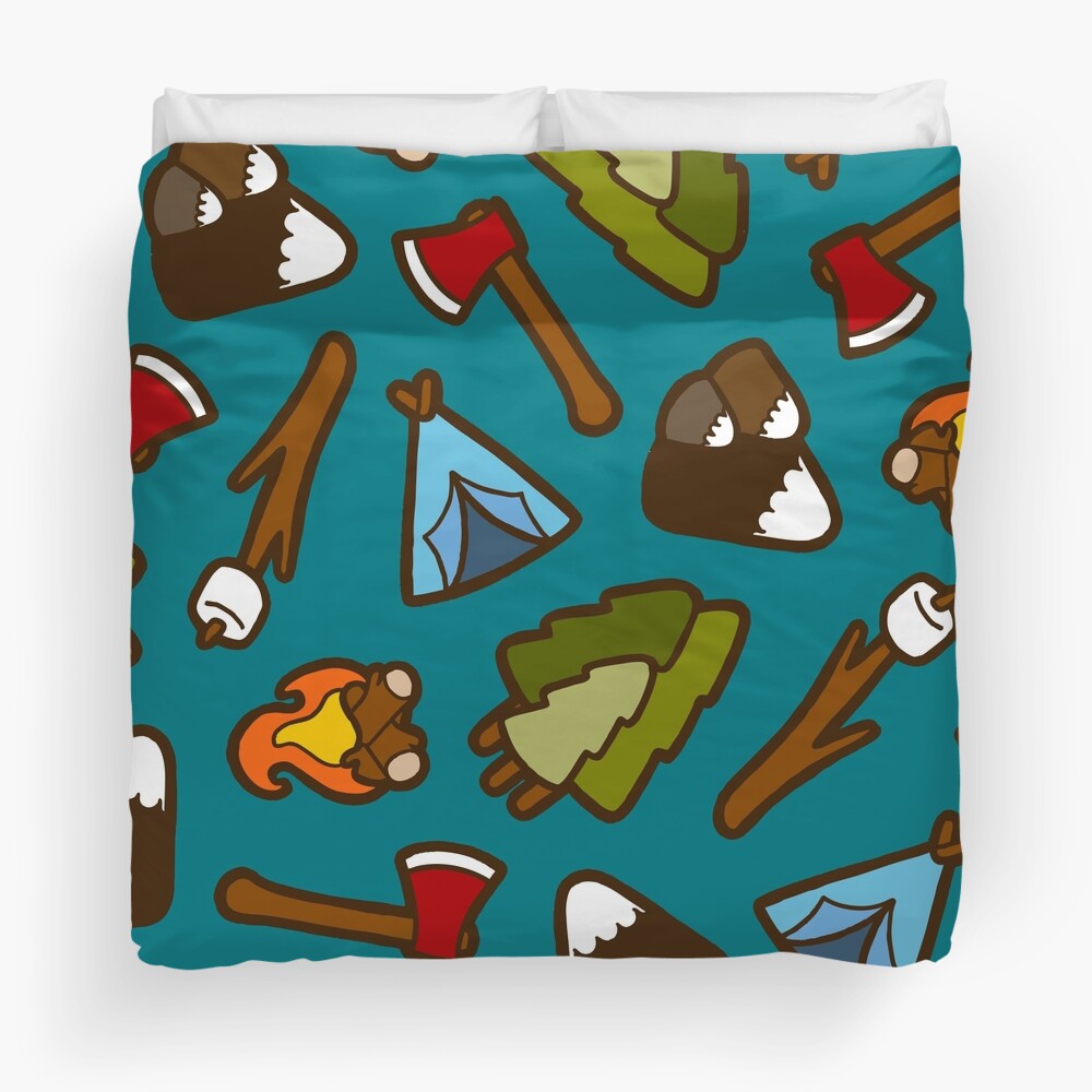 Camping is Cool Pattern Duvet Cover