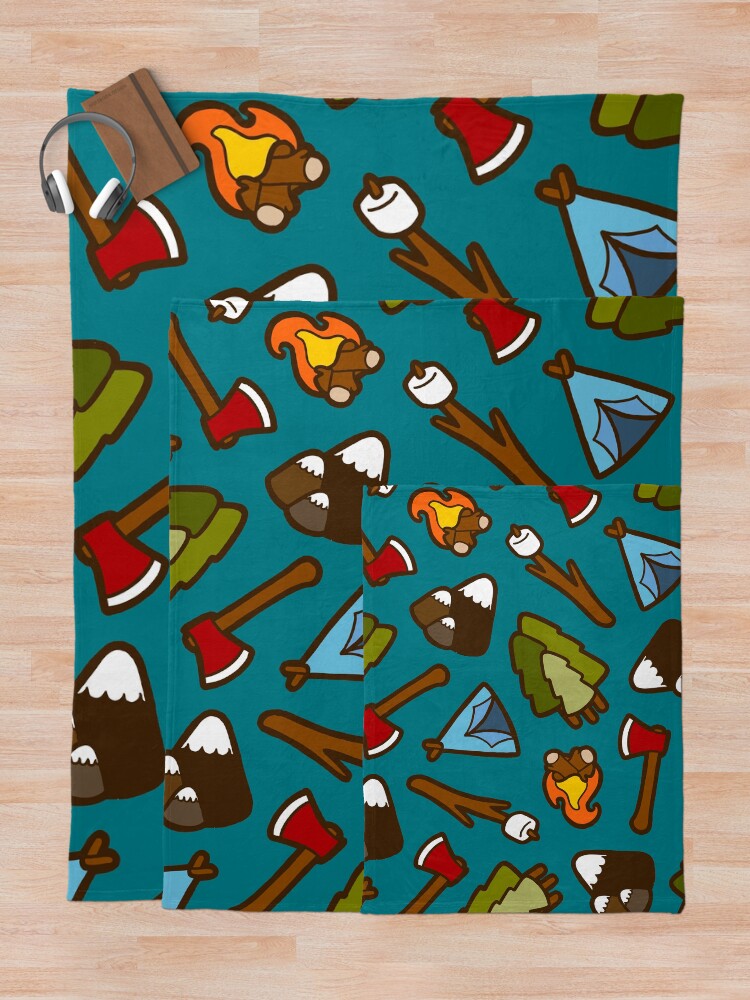 Alternate view of Camping is Cool Pattern Throw Blanket