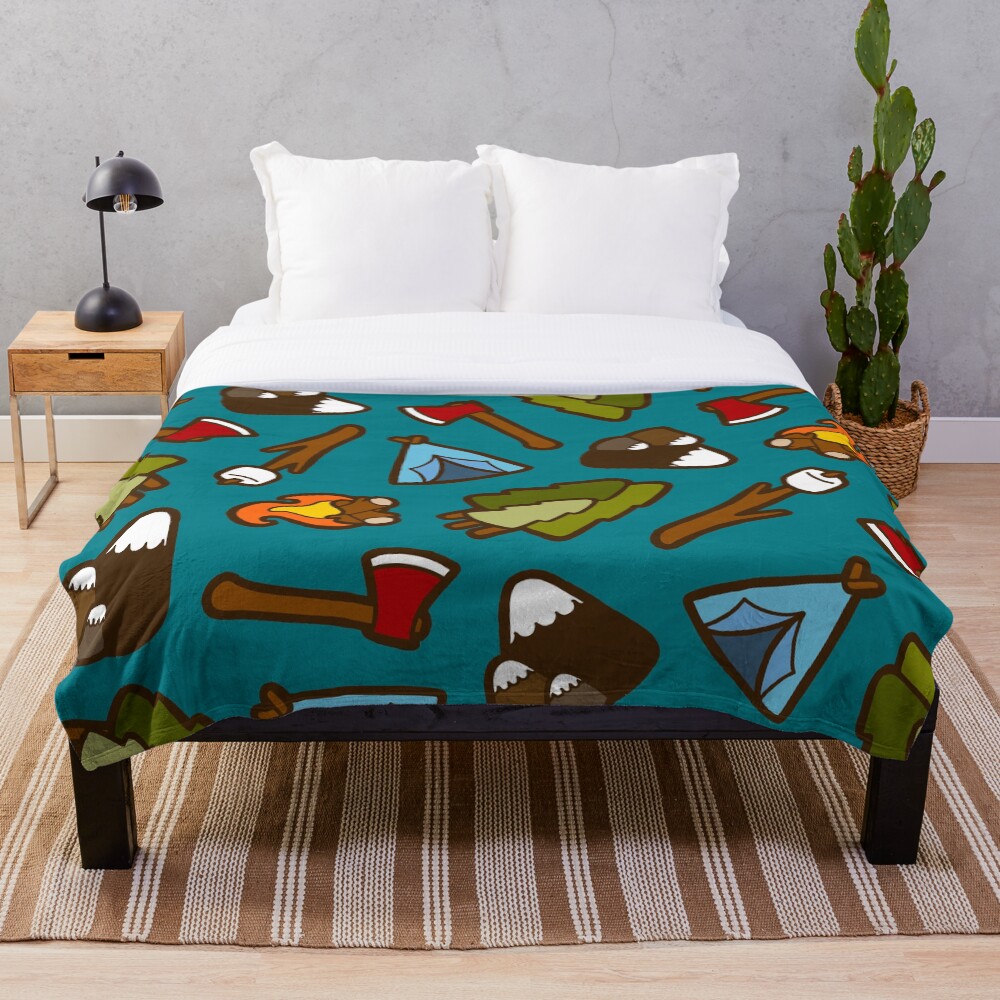 Camping is Cool Pattern Throw Blanket