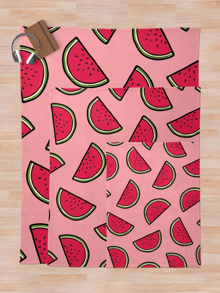 Alternate view of Watermelon Pattern in Pink Throw Blanket