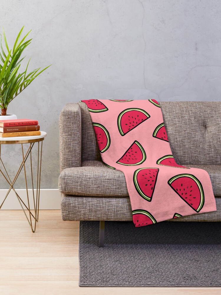 Alternate view of Watermelon Pattern in Pink Throw Blanket