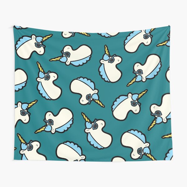 Unicorns Are Cool Pattern - Blue Tapestry