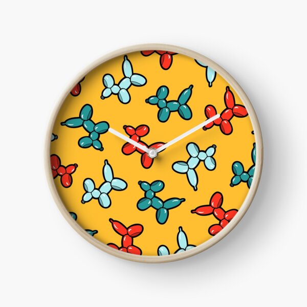 Balloon Animal Dogs Pattern in Yellow Clock