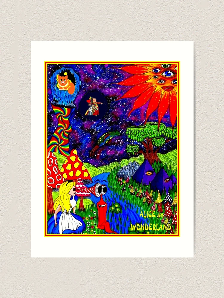 アート・デザイン・音楽 Wonderland ALICE in WONDERLAND : Abstract Psychedelic Fantasy Print
