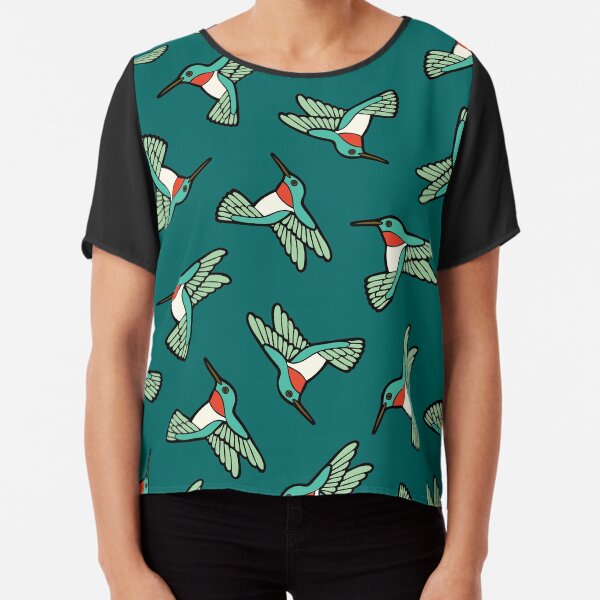 Hummingbird Pattern Chiffon Top