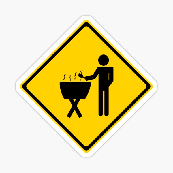 Grill master road sign. Sticker