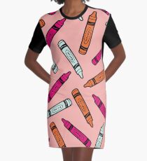 Buntstifte auf rosa Muster T-Shirt Kleid