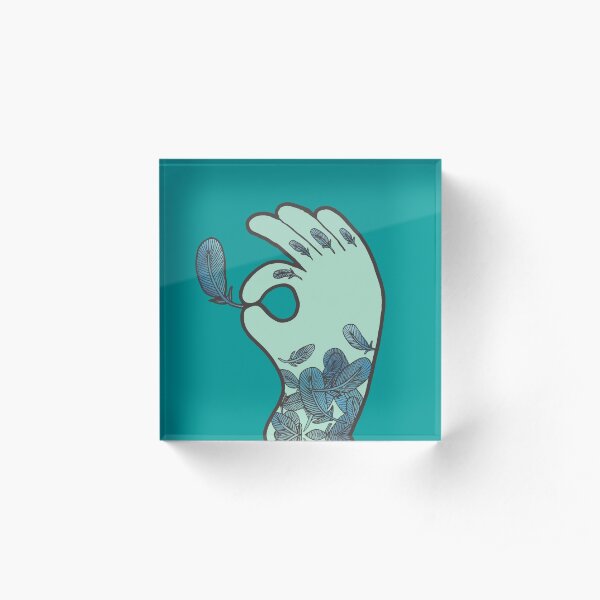 Blue Feather Tattoo Acrylic Block
