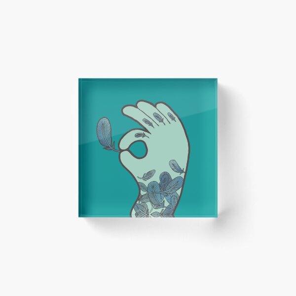 Blue Feather Tattoo Acrylic Block