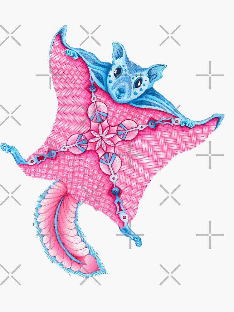 Thumbnail 3 of 3, Sticker, Flying Squirrel Totem designed and sold by Free-Spirit-Meg.