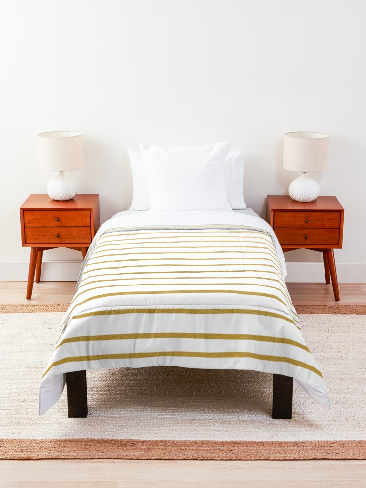 Alternate view of Gold Parisian Stripe Pattern Comforter