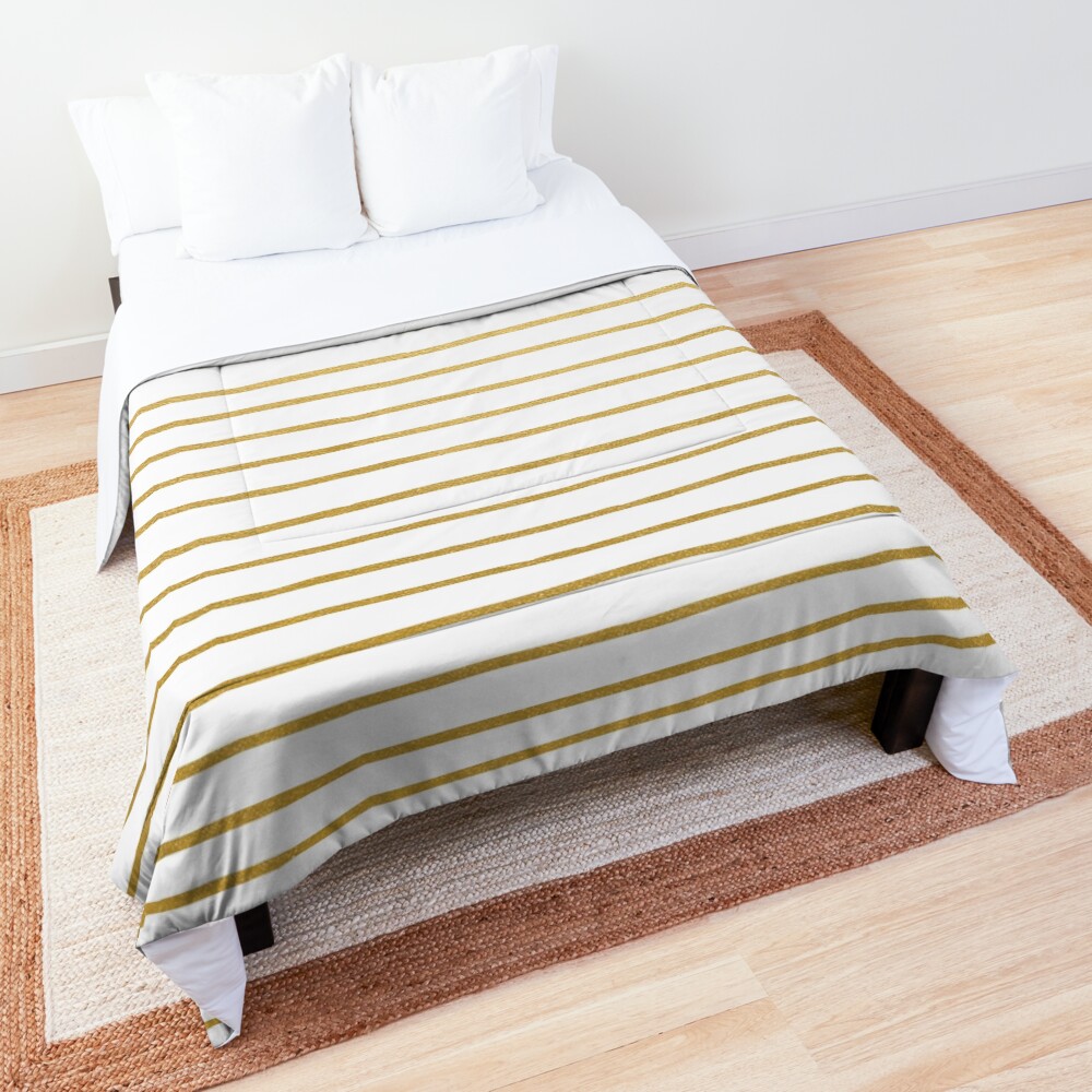 Gold Parisian Stripe Pattern Comforter