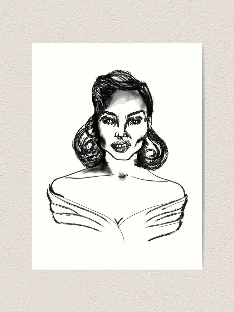 Vintage Woman Face Draw Art Print By Nandamota Redbubble