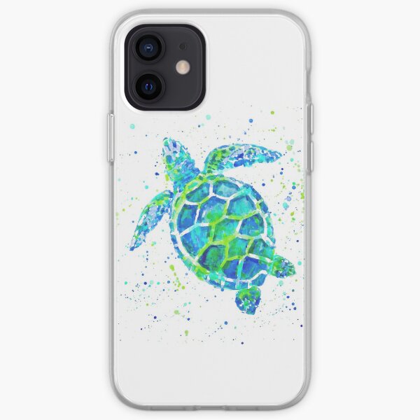 Sea Turtle with paint splats by Jan Marvin iPhone Soft Case