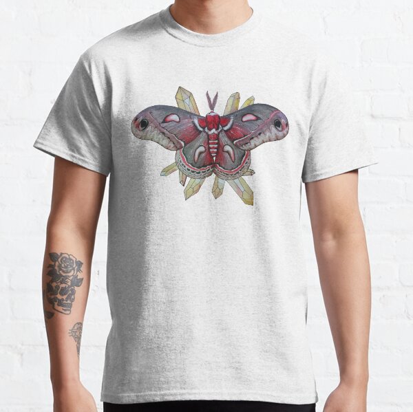 Cecropia Moth and Citrine Crystals, Watercolor Hyalophora cecropia Classic T-Shirt