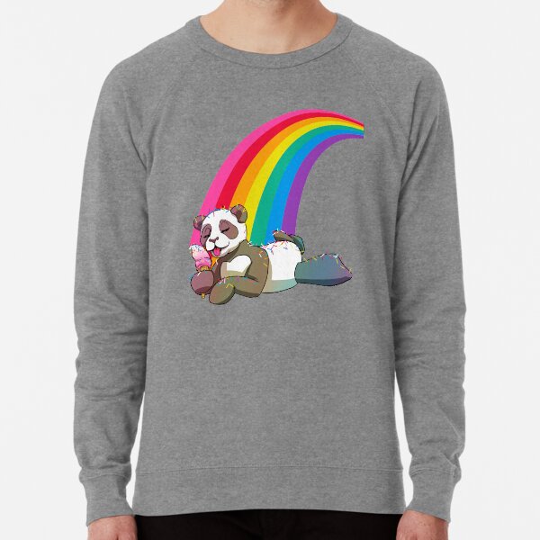 Sleepy Rainbow Icecream Panda Lightweight Sweatshirt