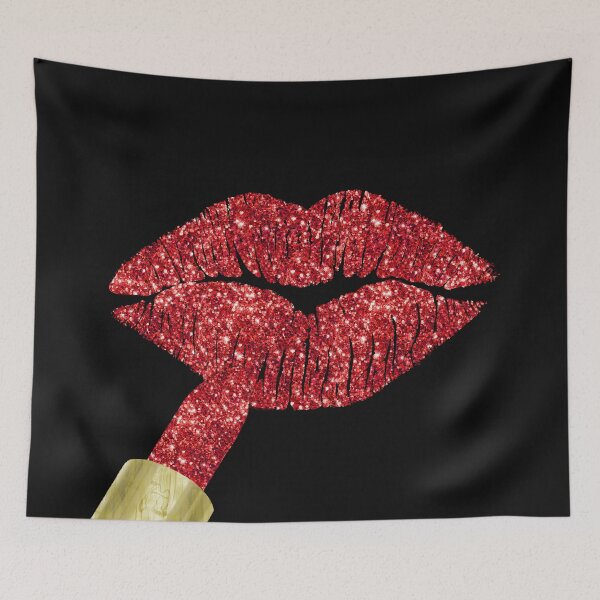 Item preview, Red Kiss, lipstick on pouty lips, fashion art designed and sold by Glimmersmith.