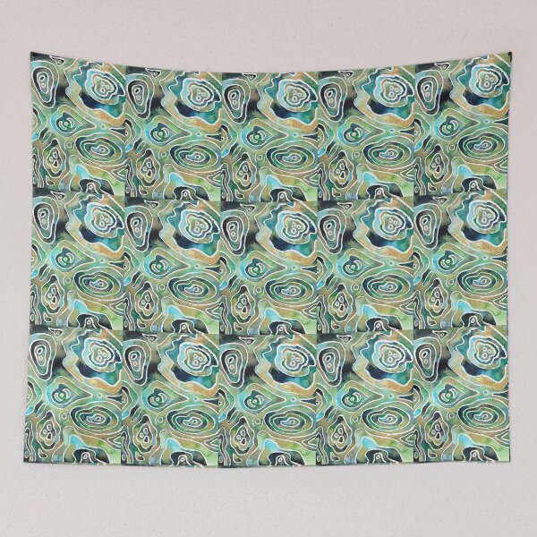 Item preview, Blue, green and gold abstract background designed and sold by Azyrielle.