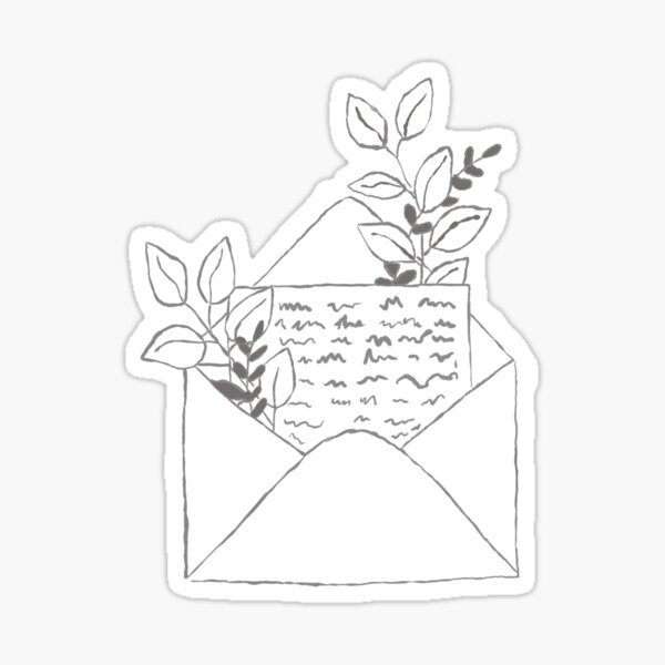 Envelope With A Letter And Flowers Sticker for Sale by ella <3 designs