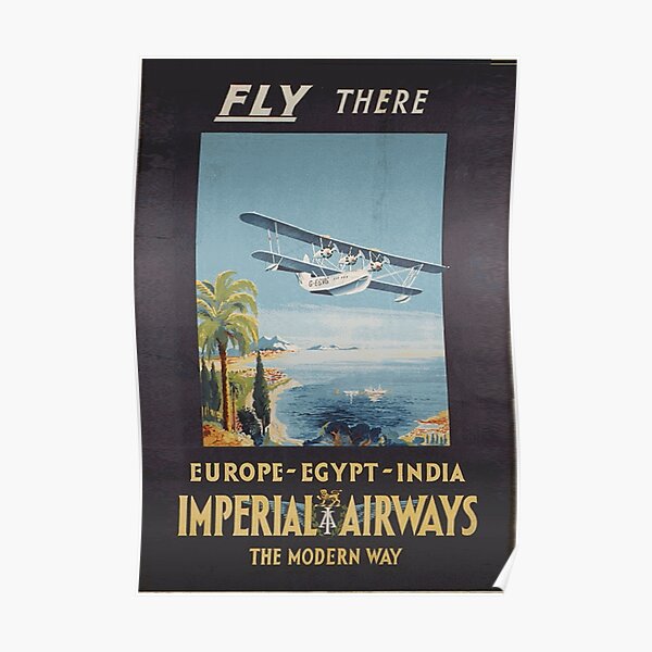 Art Ad Fly Imperial Airways Europe Asia Afria Aus Art Deco Poster Print