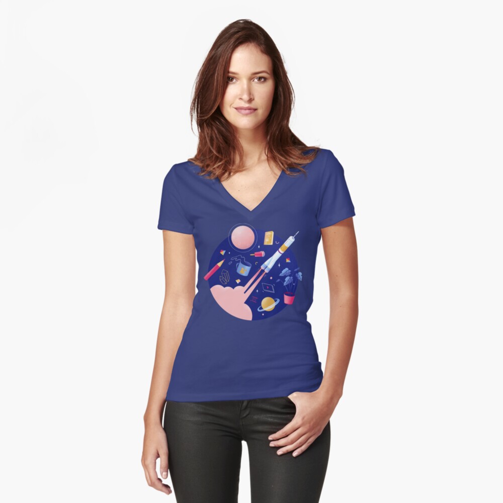 Item preview, Fitted V-Neck T-Shirt designed and sold by anniko-story.