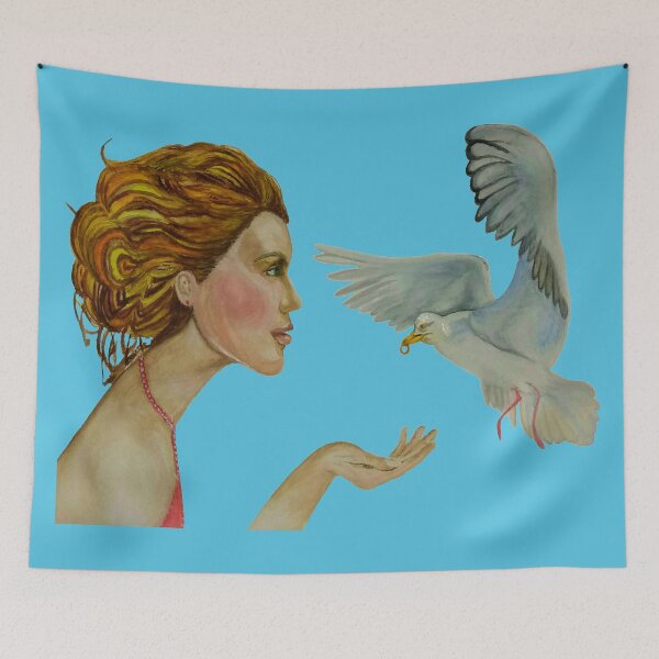 Item preview, Seagull ("My Love as a Seagull is Flying in the Sky"). Watercolour. designed and sold by MariaSibireva.