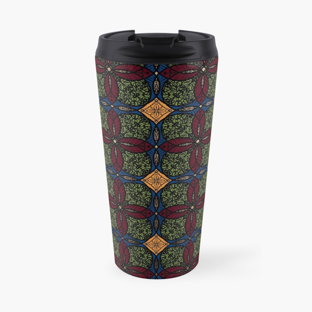 Ankara African print (olive). Travel Mug