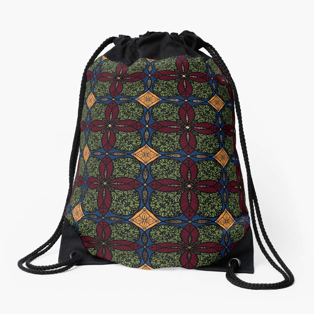Ankara African print (olive). Drawstring Bag