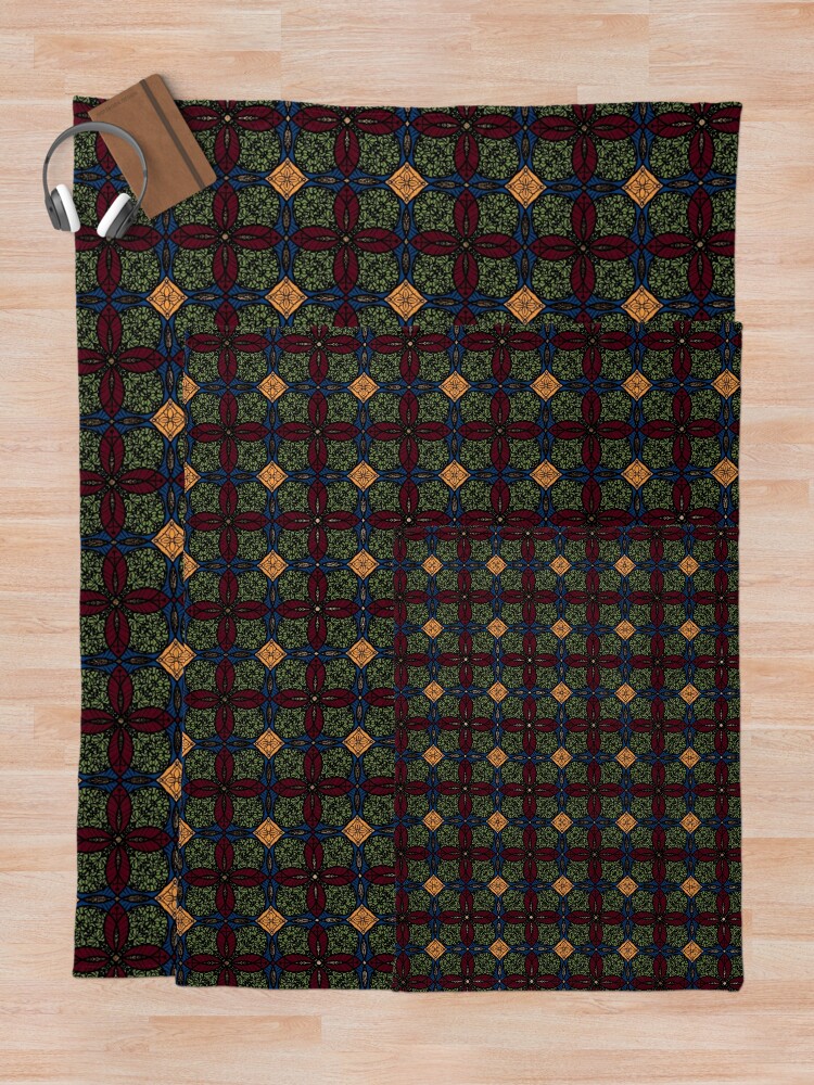 Alternate view of Ankara African print (olive). Throw Blanket