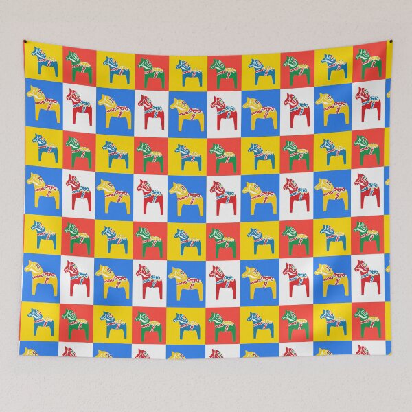 Item preview, Dala Horses Dalarna Squares Sweden Horse Dalecarlian Swedish Colorful Dala Host designed and sold by funnytshirtemp.
