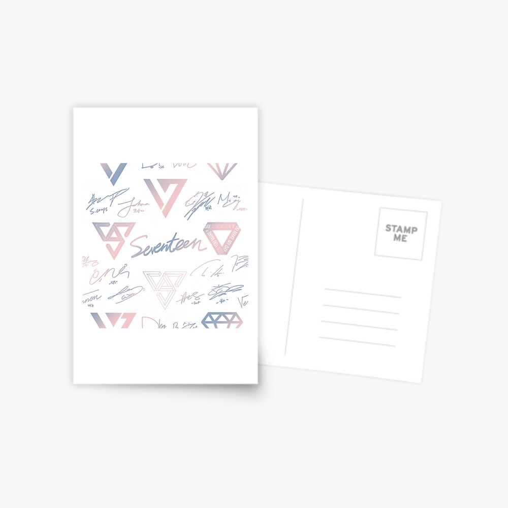 SEVENTEEN Signatures and Logos Pattern (White)