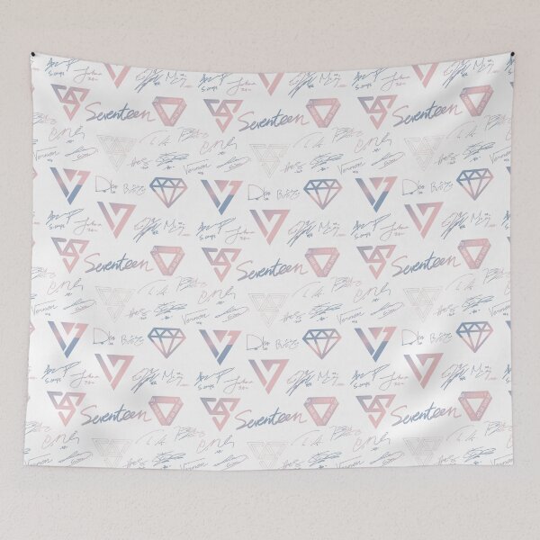 Item preview, SEVENTEEN Signatures and Logos Pattern (White) designed and sold by skeletonvenus.