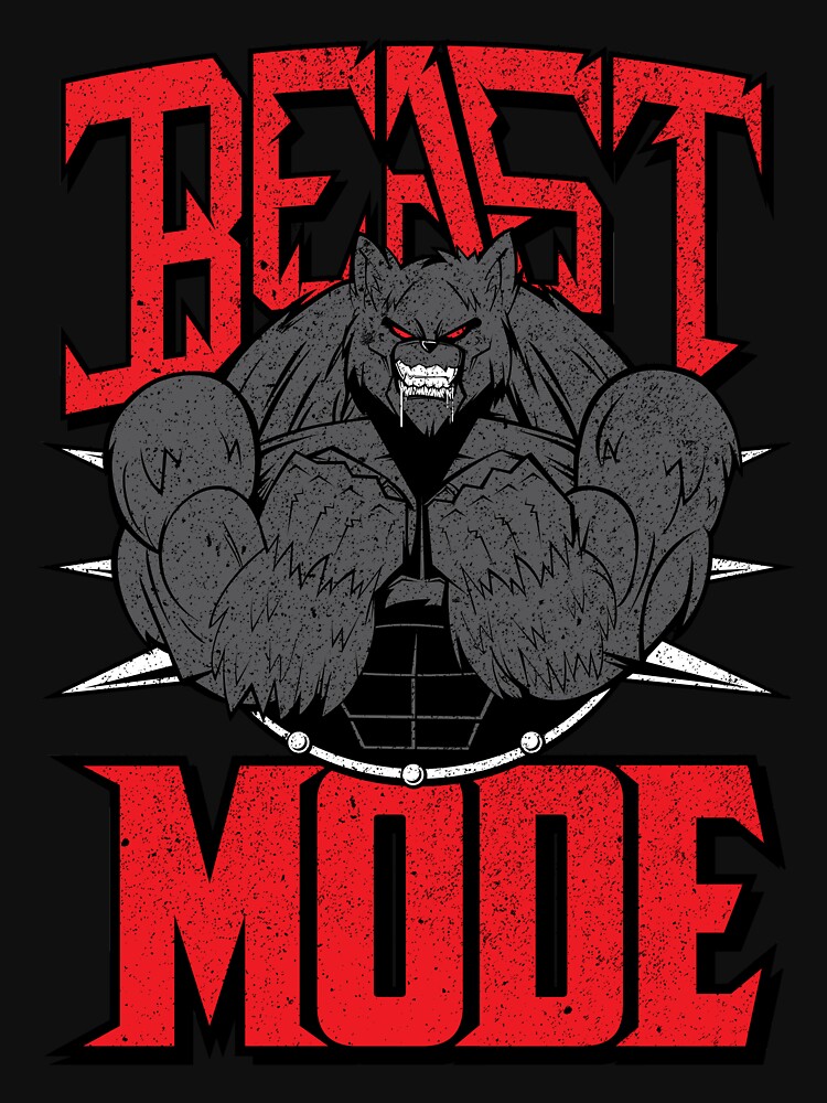"Beast Mode Wolf Gym Bodybuilding Fitness Tee" Zipped Hoodie by