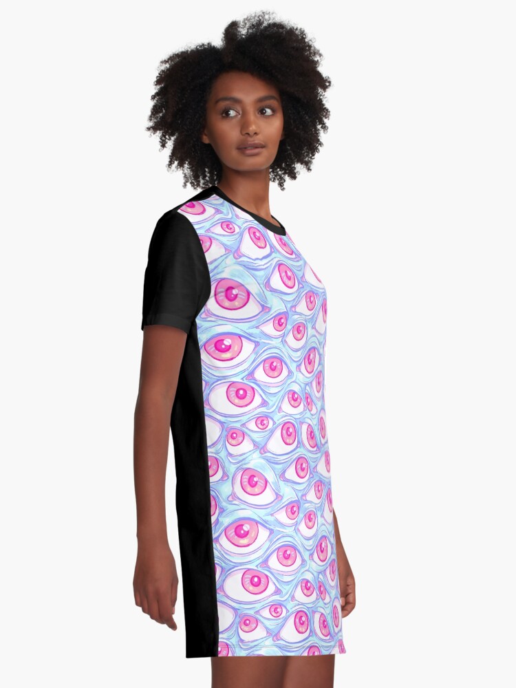 Alternate view of Wall of Eyes in Baby Blue Graphic T-Shirt Dress