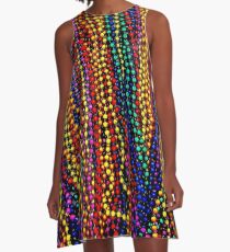 Vestido acampanado MARDI GRAS: estampado de perlas de colores