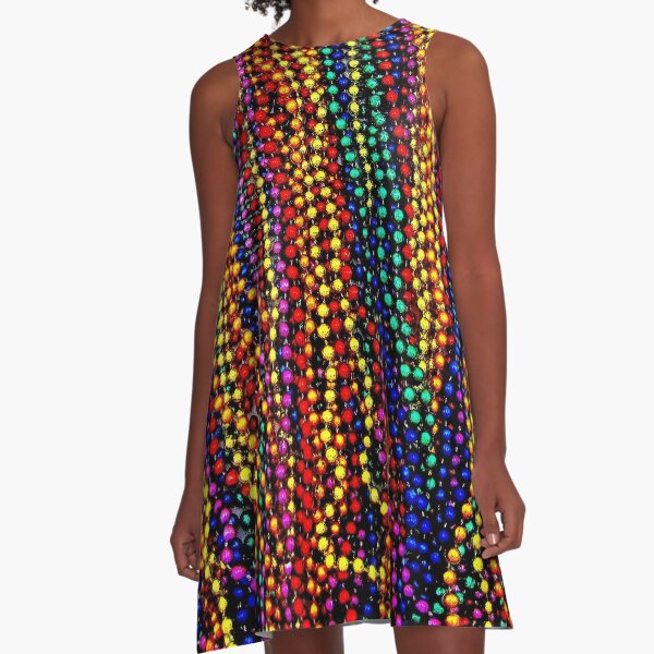 MARDI GRAS: Bunter Perlendruck A-Linien Kleid