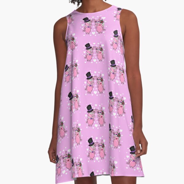 Piggy Wedding Bride And Groom A-Line Dress