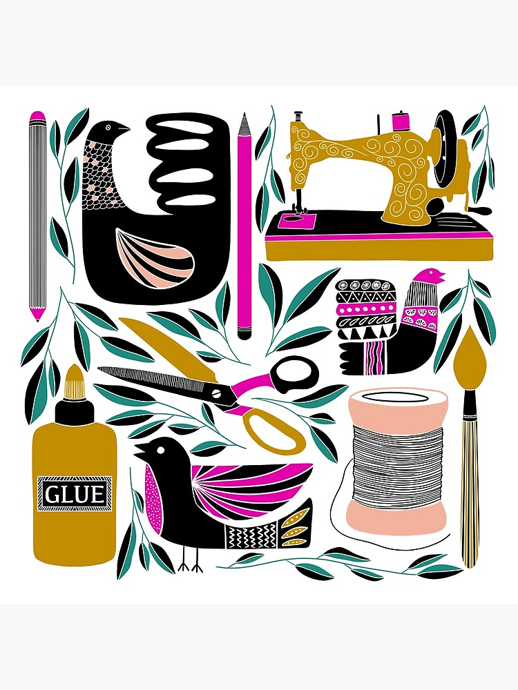 Sew Many Craft Supplies, So Little Time // Hand Drawn Sewing and Crafting Supplies by lizkohlerbrown