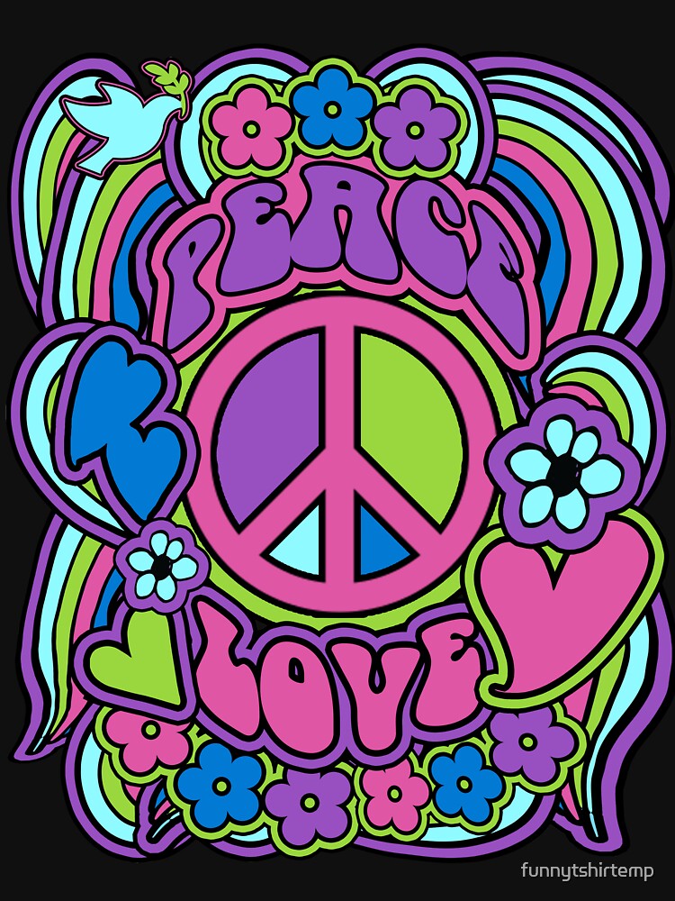  PEACE LOVE GARDEN - Rainbow, Groovy Hippie T-Shirt