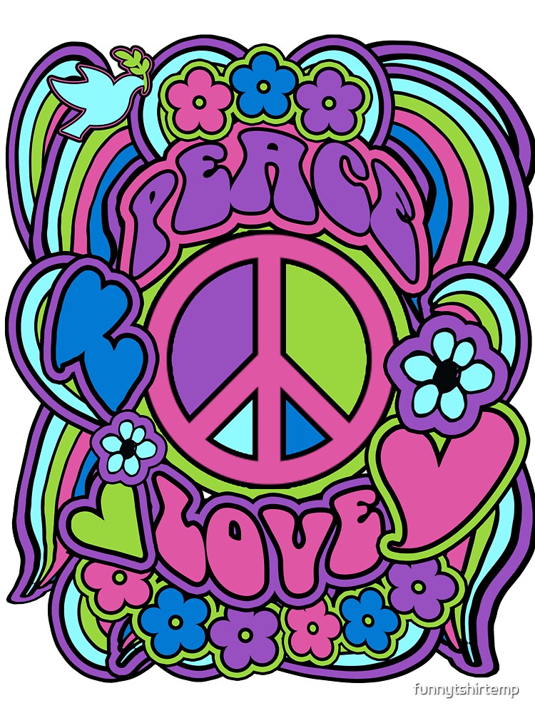 Peace Love Flower Power Dove Hippie RetroArt Psychedelic  Kids T-Shirt for  Sale by funnytshirtemp